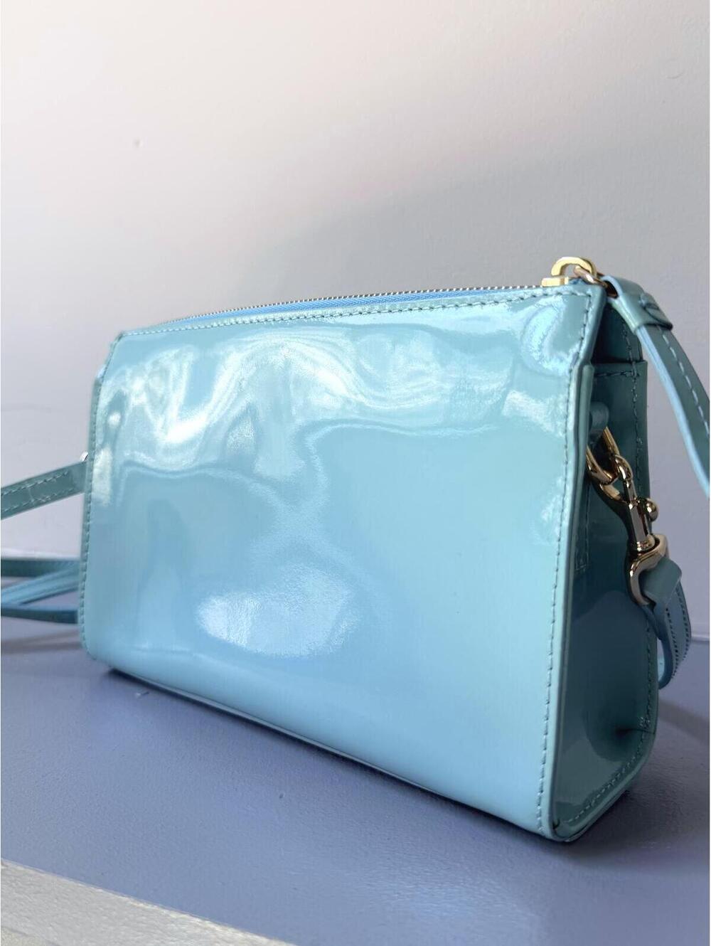 VTG Dooney & Bourke Sea Glass Blue Patent Leather Crossbody - Picture 5 of 10